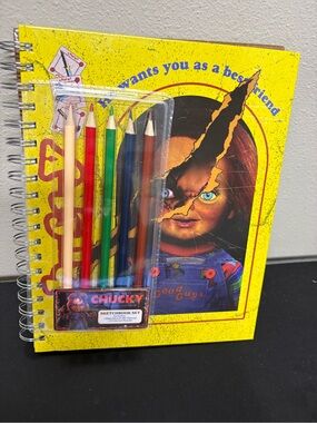 Chucky Yellow Spiral Sketchbook Set with Colored Pencils